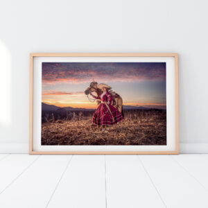 Mexican Escaramuza and Horse. Cultural Portrait Photography. Fine Art Photography Print. Mexico Art. Wall Art.